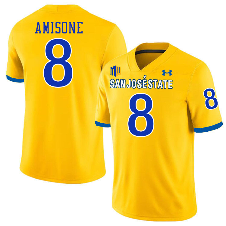 San Jose State Spartans #8 Tama Amisone College Football Jerseys,Uniforms-Gold